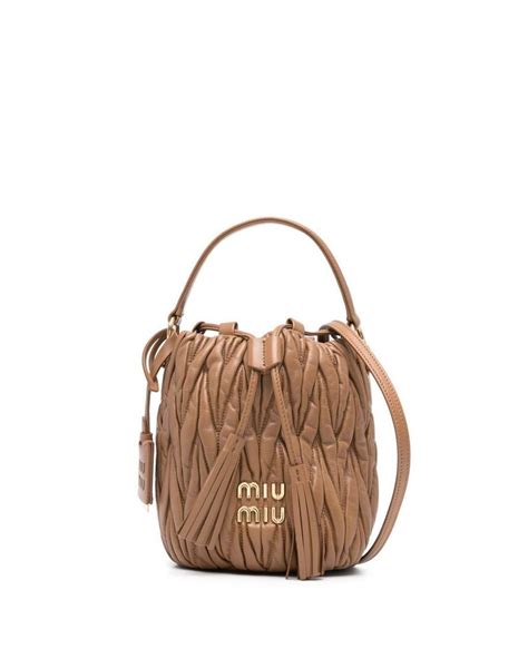 miu miu matelassé leather bucket bag